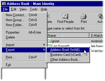 Export Address Book