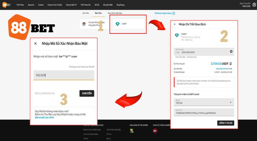 Các bước thực hiện rút tiền TAPTAP từ USDT